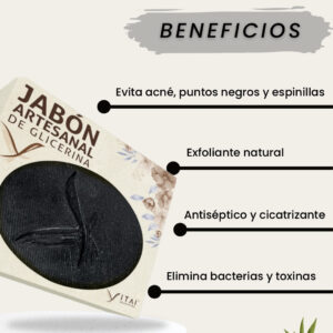 Jabón de Glicerina con Carbón Activado – Limpieza Profunda, Antibacterial y Detox Natural