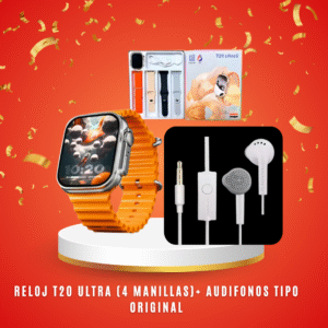 Smartwatch T20 Ultra 2 + Audífonos Tipo Original – Pantalla HD, Llamadas, Fitness y Sonido