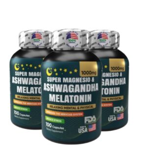 🌙 Super Magnesio + Melatonina + Ashwagandha – Pack x3 (Alta Potencia)